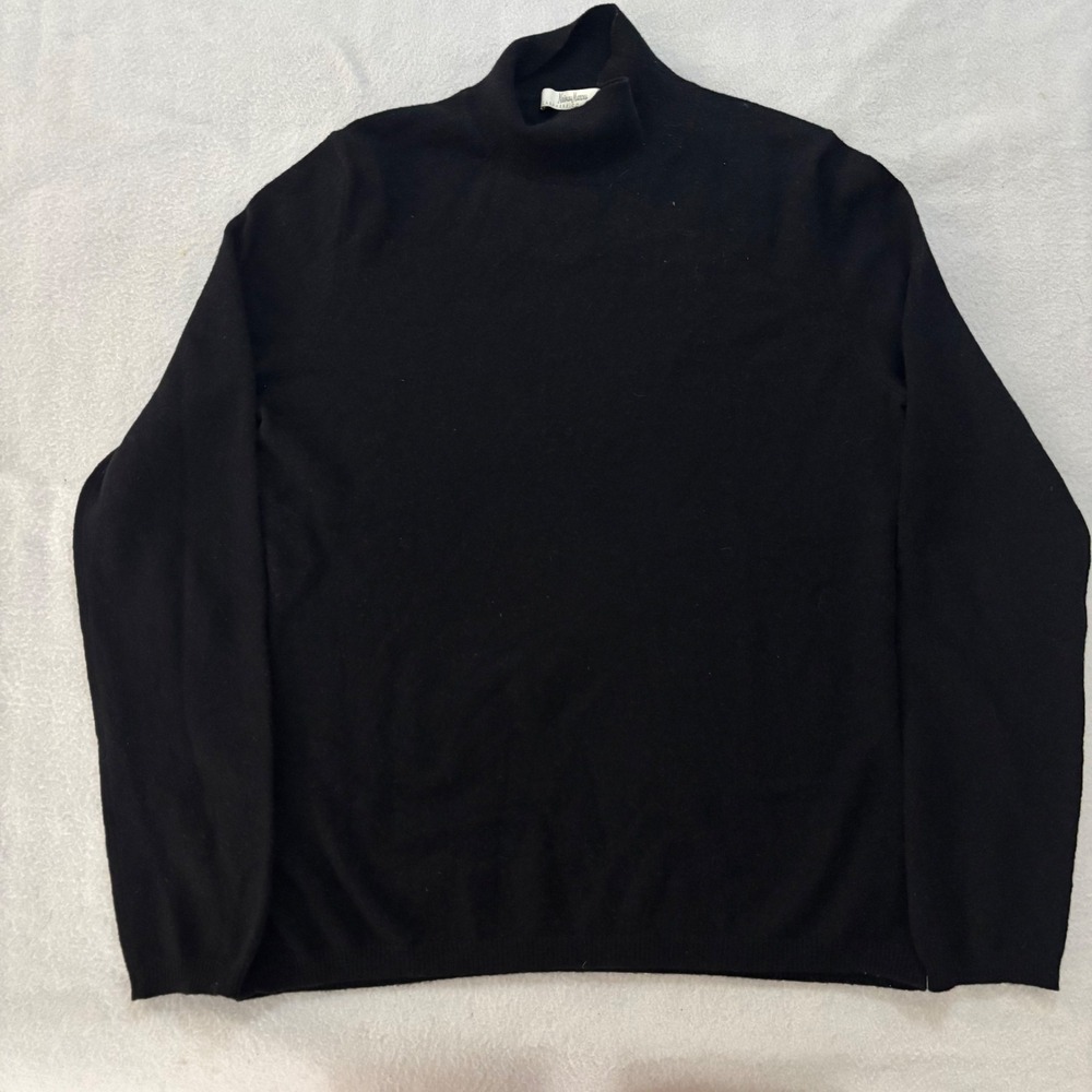 Neiman Marcus Cashmere Collection Black Mock Neck Sweater Long Sleeve Womens